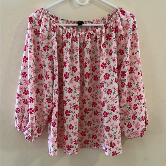 Ann Taylor Floral Pink Women's Petite Top Size Large - Picture 1 of 4
